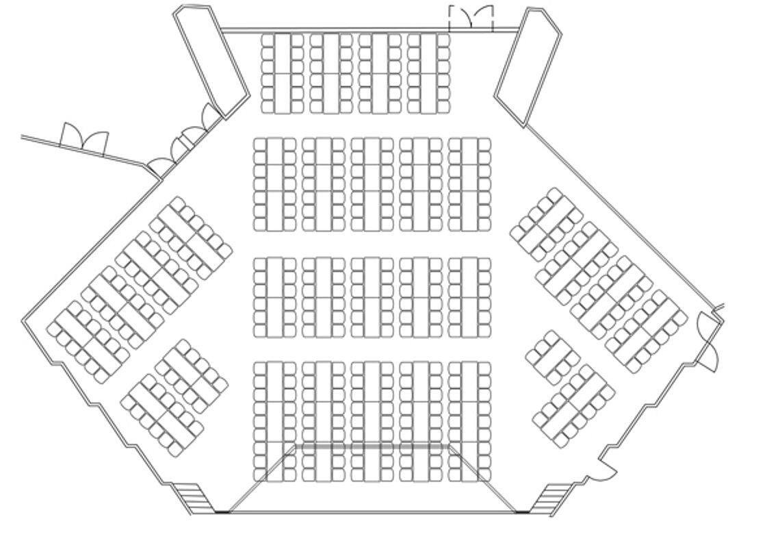 BadnerHalle Räume und Technik Übersicht Türkenlouis-Saal Bankettbestuhlung