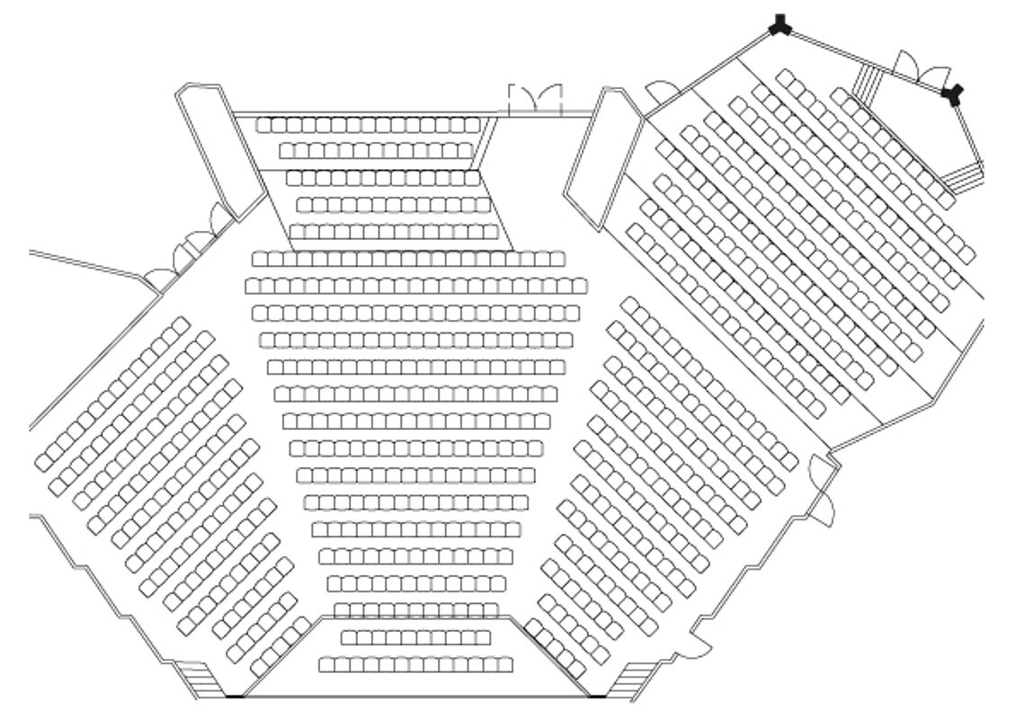 BadnerHalle Räume und Technik Übersicht Türkenlouis-, Sibyllen-Saal Reihenbestuhlung